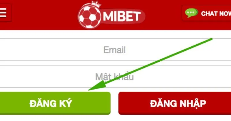 Giao diện đăng ký Mibet nhanh chóng
